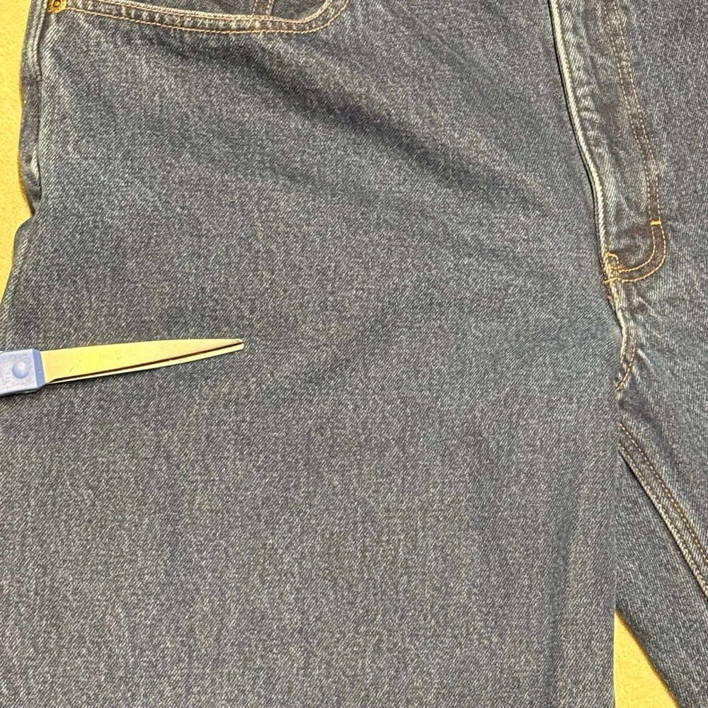 Men's Eddie Bauer Blue Plaid Lined Straight Jeans 38x32
